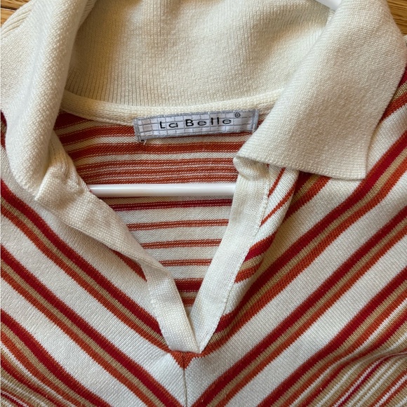 vintage 70s style chevron stripe orange brown tshirt - Picture 4 of 8